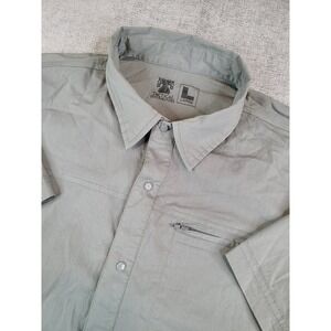 Tactical Distributors Shirt Mens L Gray TD Apperal Short Snap Button Zip Pocket